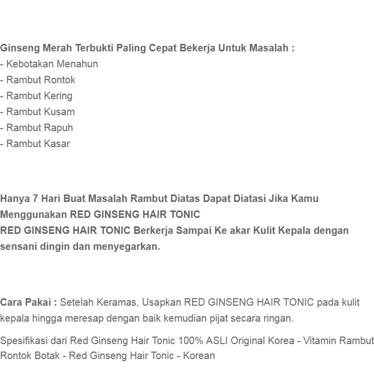 Penumbuh Rambut RED GINSENG HAIR TONIC 275 ml