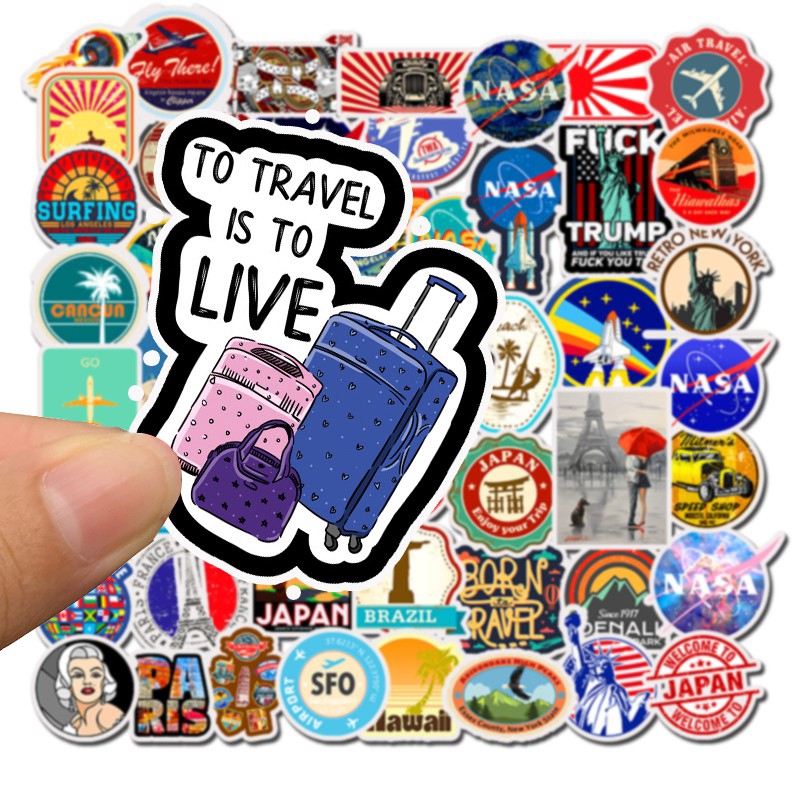 50pcs Retro Style Astronaut Motif Stickers For SnowboardCar carkulkaslaptop