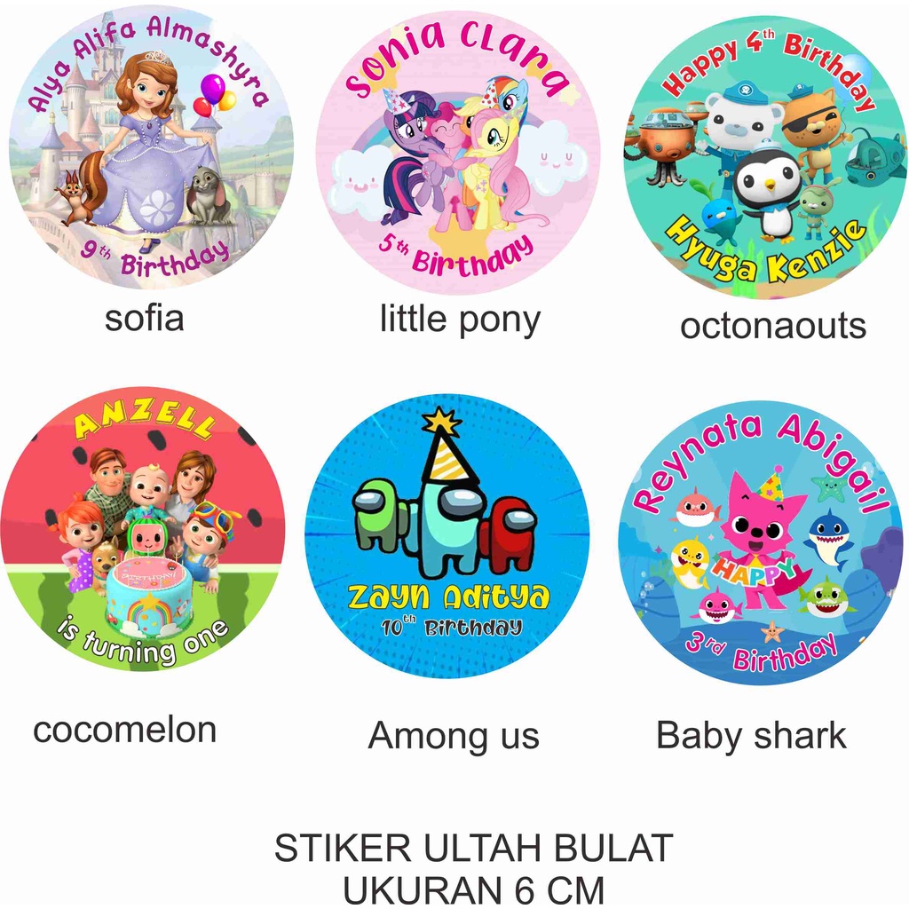 

STIKER LABEL BULAT ULANG TAHUN ANAK