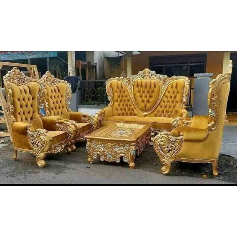 kursi tamu ukir bellagio mewah busa kayu jati modern elegan cantik furniture mebel jepara