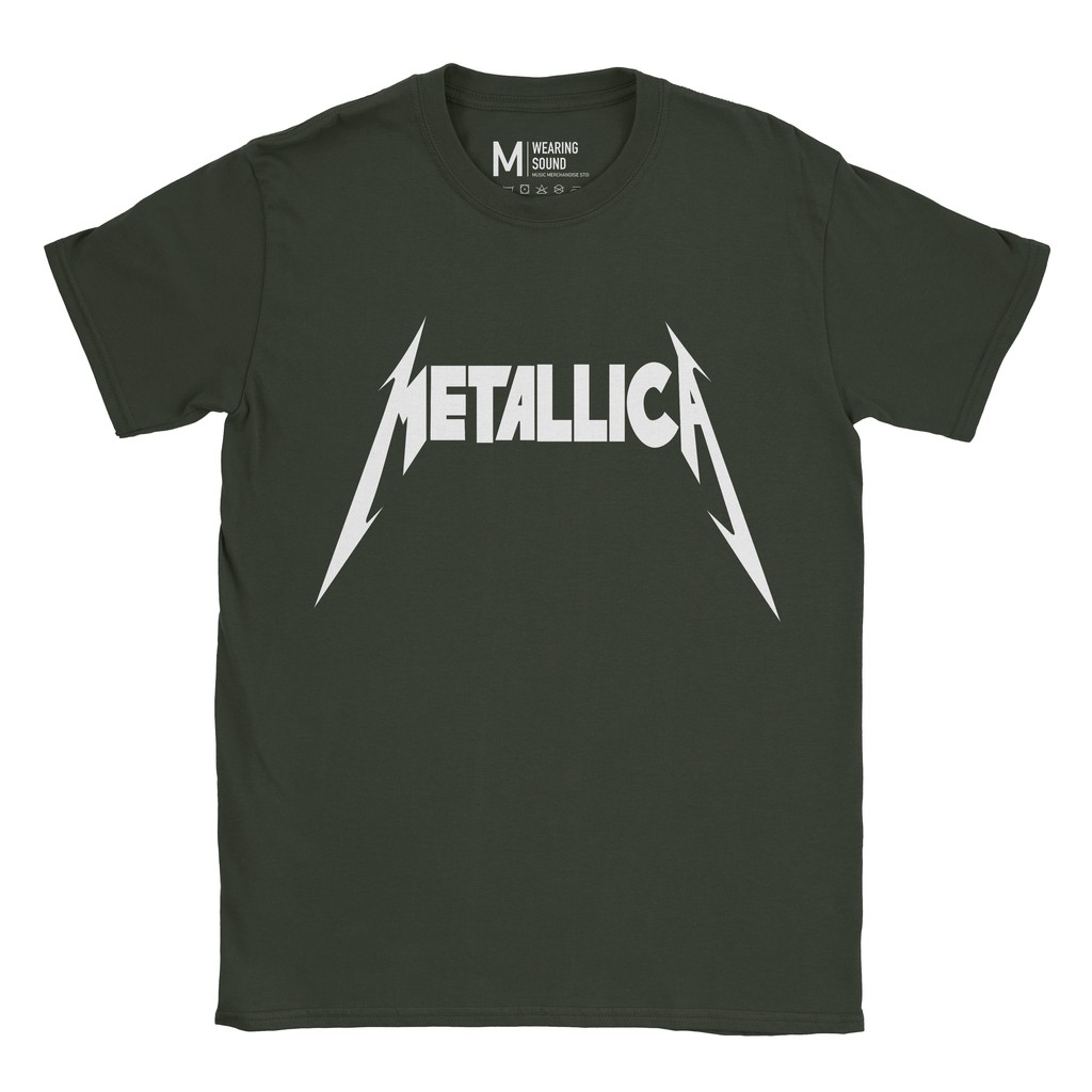 Baju Kaos Band Metallica Logo Forest Green