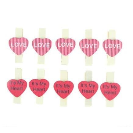 Penjepit Kayu Mini Motif Love Letter #02 (5pcs)