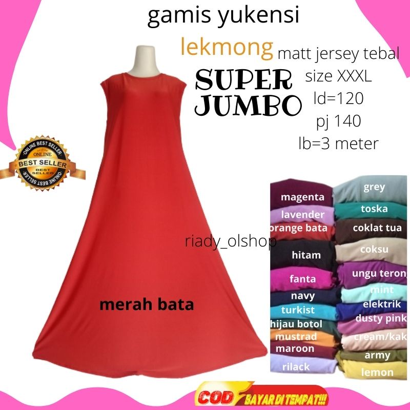 Baju Hitam Gamis Tanpa Lengan LD120 PJ140cm Super jumbo  Daleman Jersey Yukensi Kutung lekbong