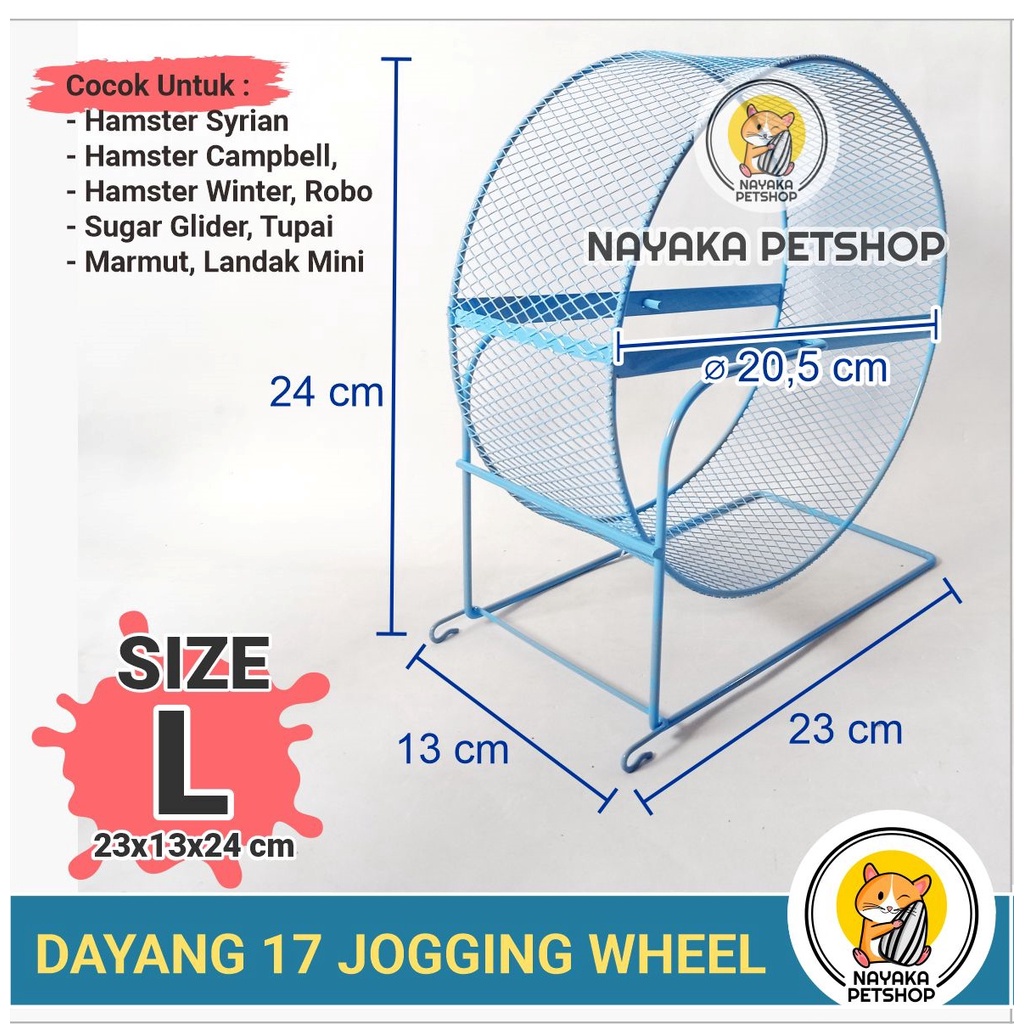 Dayang 17 Jogging Wheel Jumbo Kincir Hamster Syrian Mainan Landak Mini Marmut Rolling Sugar Glider Roda Putar Hewan