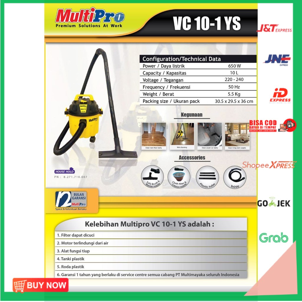 [[[BISA COD]]] MULTIPRO 10-1 YS Low Watt Vaccum Cleaner