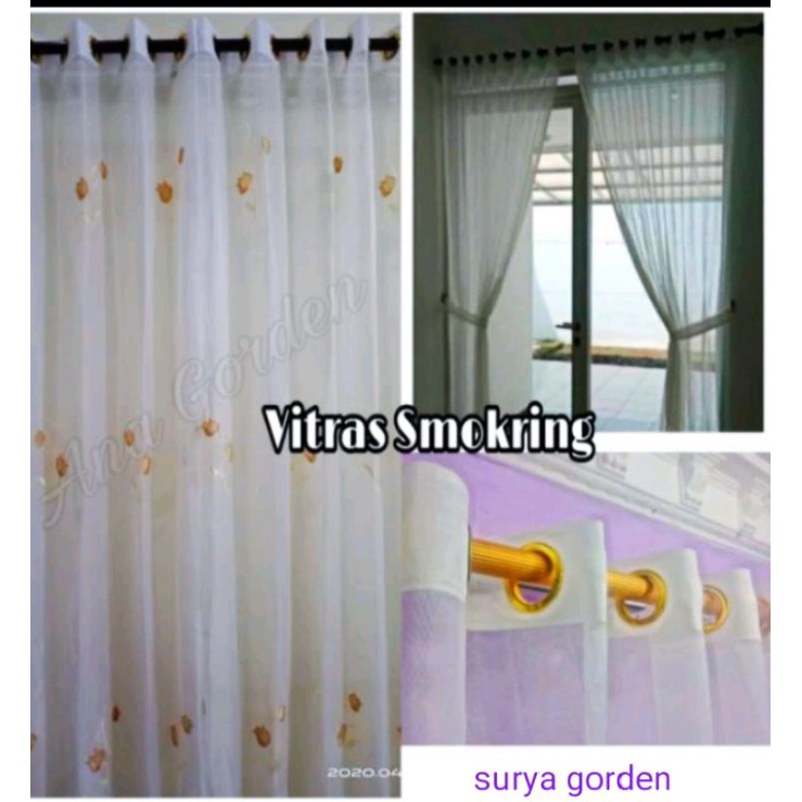 Vitrase Semokring/Vitrase motif tulip bordir/Vitrase polos putih/Furing gorden semokring/Daleman gorden semokring