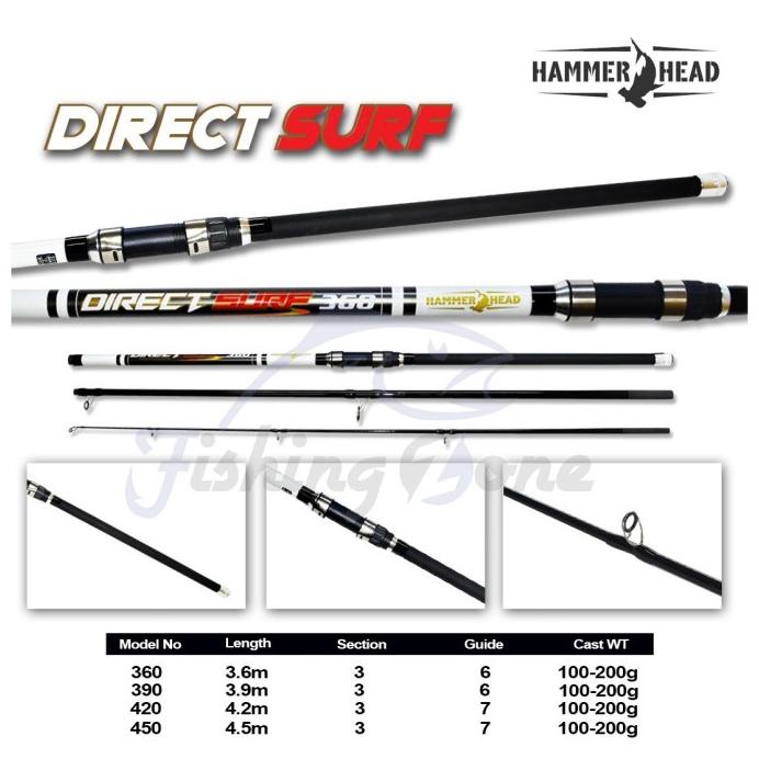 Hammer Head Direct Surf Rod 3 Section | Joran Sambung 3 Pasiran Tebing - 360 / 3.6M _99