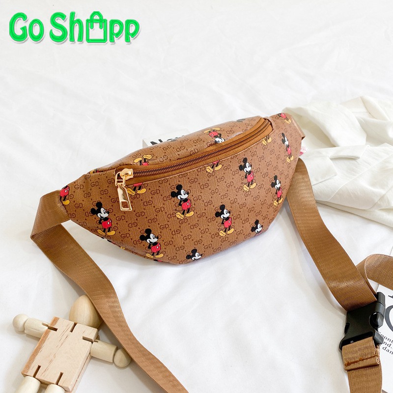 Waist Bag Import Kulit PU Motif Mickey - Waist Bag Wanita Import - Tas Pinggang Wanita [WB04]