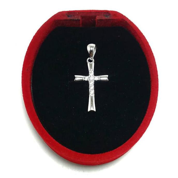 JualJualJual Liontin Salib Perak Silver 925 Lapis Emas Putih/Bandulan Salib