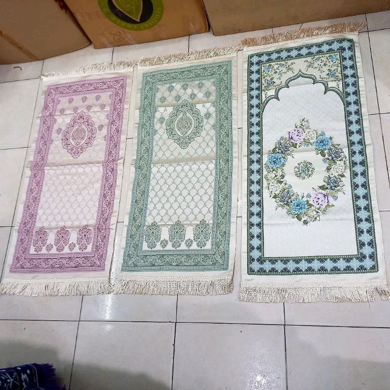 Sajadah Turki Sejadah Bordir Mewah Handmade Khas Turkey kualitas Premium size 55x 110cm