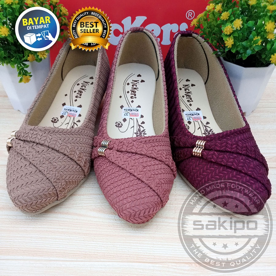 PROMO 1.1 SEPATU BALET RAJUT SLEMPANG SAMPING / FLAT SHOES MURAH / SEPATU TRENDI SEKOLAH DAN KERJA / SAKIPO