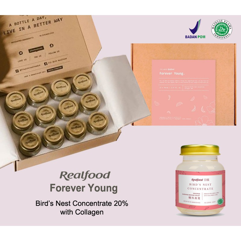 

Isi 12 Btl+BONUS 2BOTOLRealfood Forever Young Dengan Collagen - Minuman Sarang Burung Walet Asli