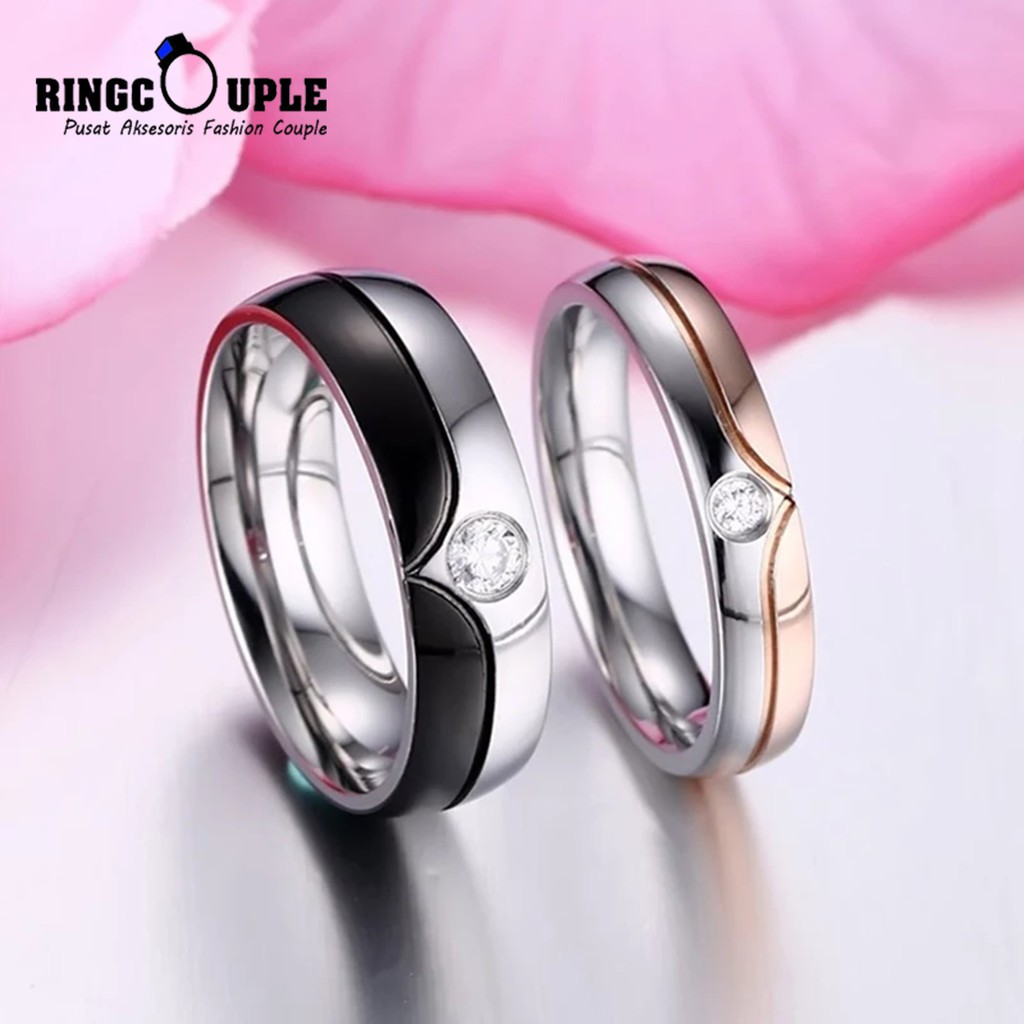 [JB029] Cincin Couple Titanium Original 100% Anti Pudar (GRATIS BOX)