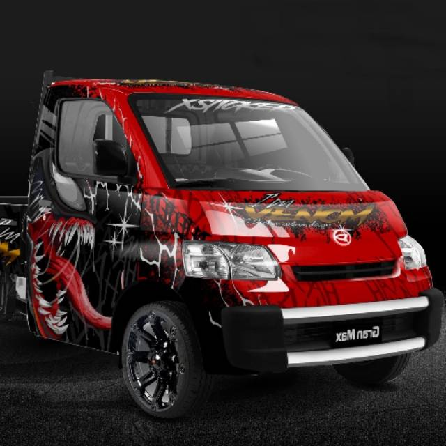 Decal pickup grandmax hitam merah custom full