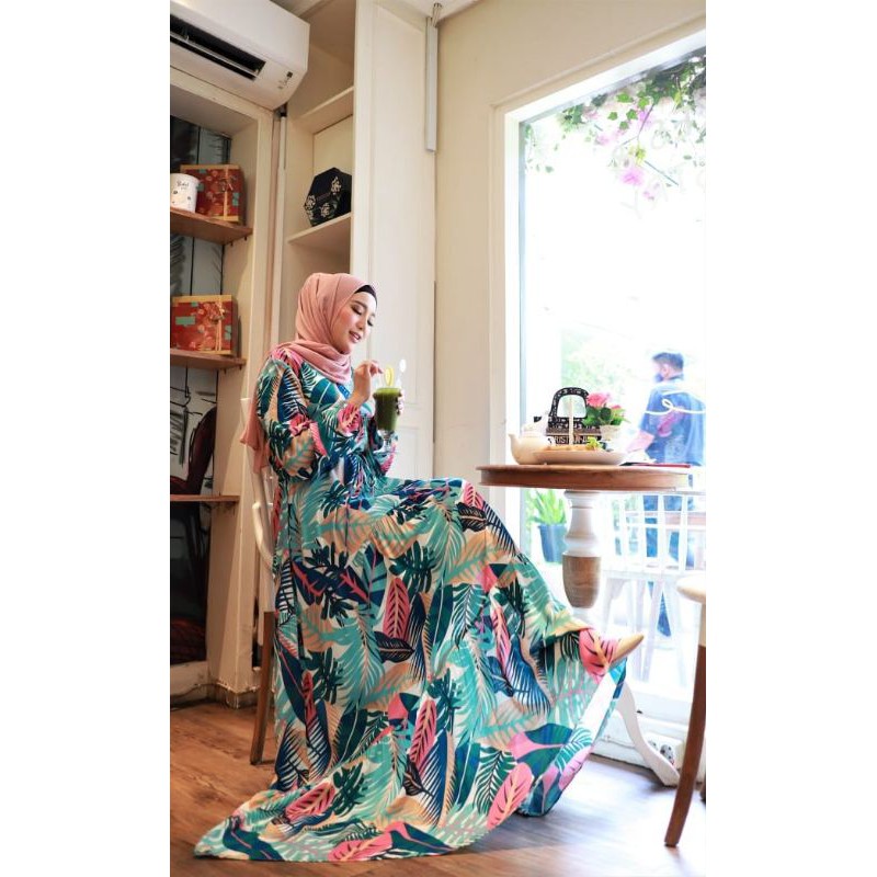 Humaira99 Gamis syari motif tropical dress Hilya vol 28