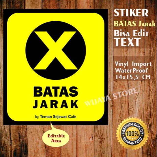 

Sticker Tanda Silang Batas Jarak Sosial WaterProof -bisa Edit Desain New Normal