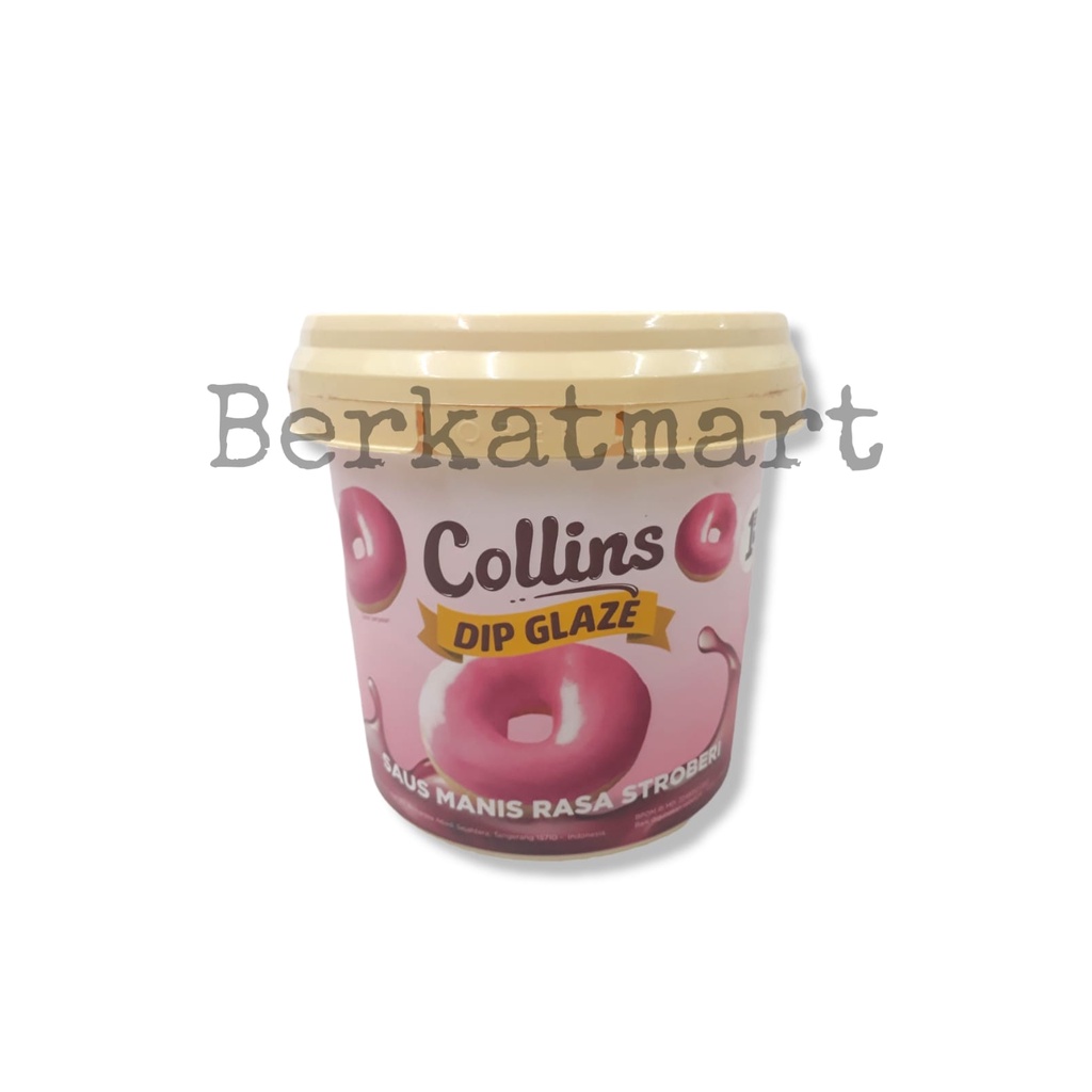 COLLINS STROBERI  Dip Glaze 1 Kg Coklat Cair Topping Donat Piscok Halal - Stroberi