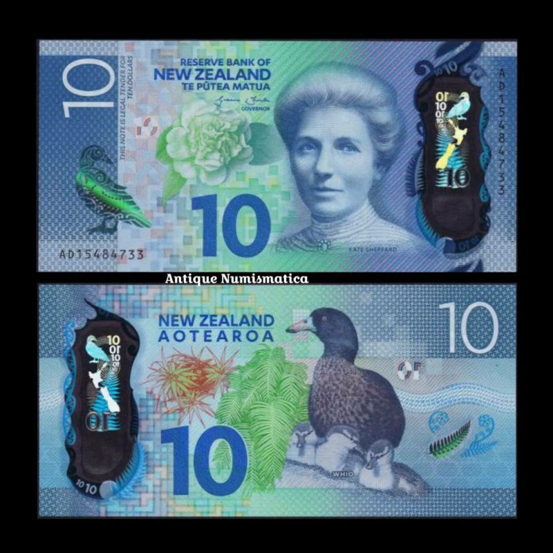 NEW ZEALAND 10 DOLLAR 2015 UNC NEW POLYMER ORIGINAL BANKNOTE