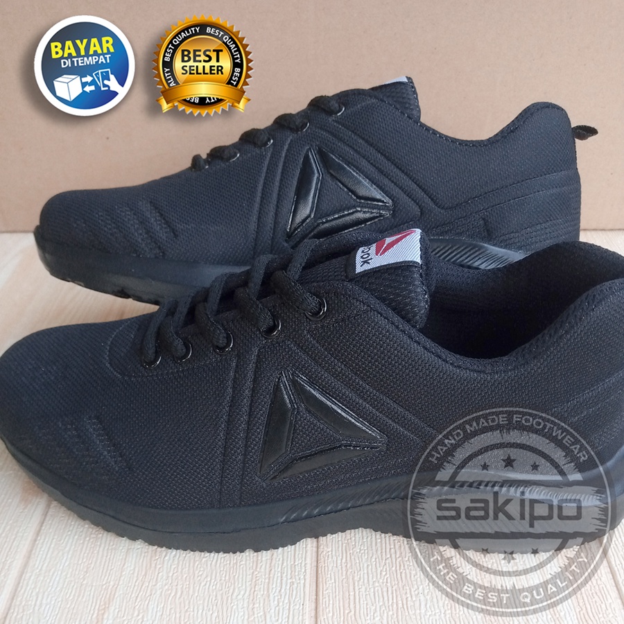 PROMO SEKOLAH !! SEPATU SEKOLAH HITAM POLOS SD SMP SMA SMK KULIAH / SEPATU KERJA JOGGING HITAM PRIA WANITA / SEPATU SENAM AEROBIK GYM FITNES / SAKIPO