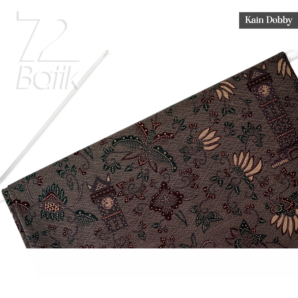 BAHAN BATIK PREMIUM Dobby Motif Jam Gadang Warna Abu Grey Gray Dolbi Dobi Doby Viscos 723774 Cap 72 Jarik Jarit Samping Kebat Panjang Batik Dobby Modern Premium Bahan Seragam Batik Pernikahan Kantor Keluarga Murah Kamen Jadi Batik Bali Lembaran