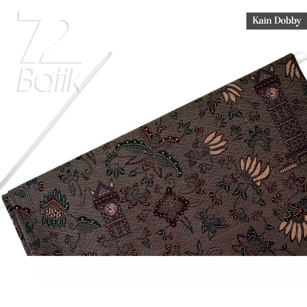 KAIN BATIK PREMIUM Dobby Motif Jam Gadang Warna Abu Grey Gray Dolbi Dobi Doby Viscos 725208 Cap 72 Jarik Jarit Samping Kebat Panjang Batik Dobby Modern Premium Bahan Seragam Batik Pernikahan Kantor Keluarga Murah Kamen Jadi Batik Bali Lembaran