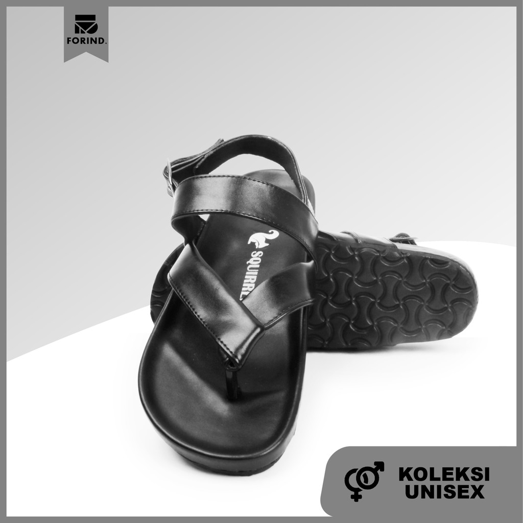 Vino Black | Sendal Strap Original Santai Kasual Pria Wanita Sandal Footwear Ori | FORIND x Squirrel