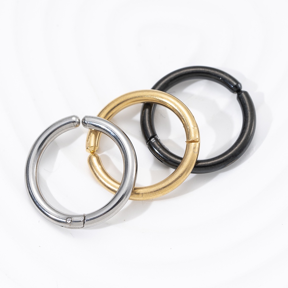 1 Pc Anting Hoop Bentuk Bulat Bahan Stainless Steel Anti Alergi Untuk Pria Dan Wanita