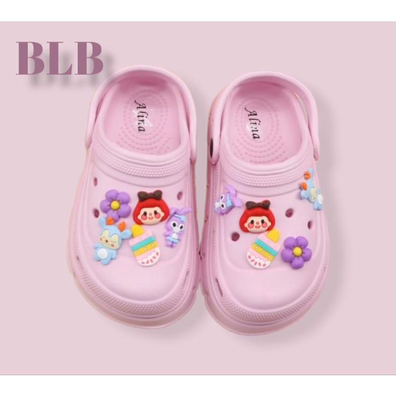 Sandal Anak Perempuan sendal anak perempuan tali belakang Import sandal selop anak cewek morif jibbitz nyaman Kekinian sandal Baim anak Perempuan terbaru