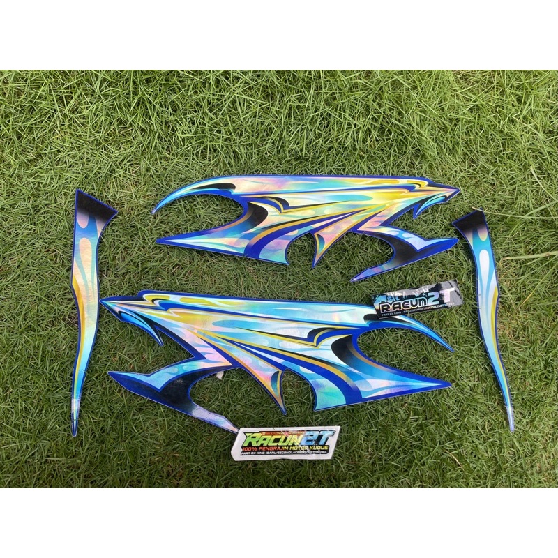 striping stiker Rx king 2006 biru HOLOGRAM CROM PELANGI