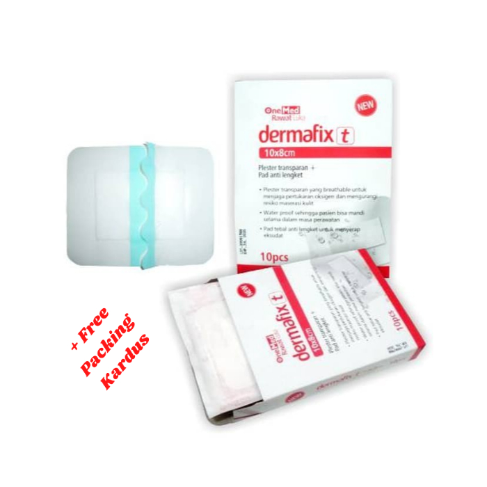 Dermafix T 10 x 8cm Onemed Plester Luka Transparan Plester Luka Anti Air Plester Anti Lengket P3K