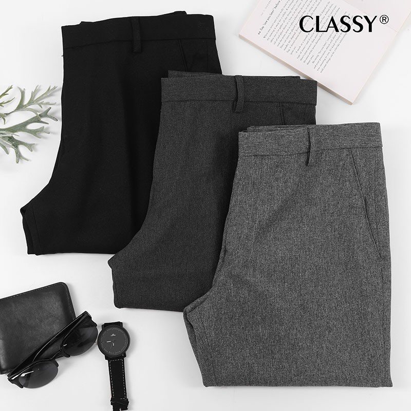 Barang Bagus Celana Formal Panjang Pria Slimfit Bahan Kain Twist Warna Hitam Adem Nyaman Size 27-38