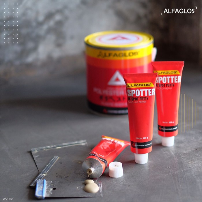 Alfaglos Spotter 1K Spot Putty 200 gr Dempul Besi Cat Mobil Odol