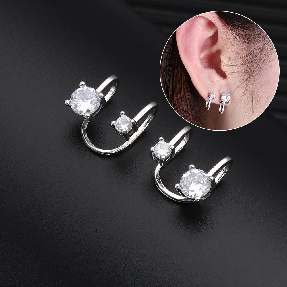 Lily Zircon Ear Cuff Pesta Baru Wanita Pria Anting Non Piercing