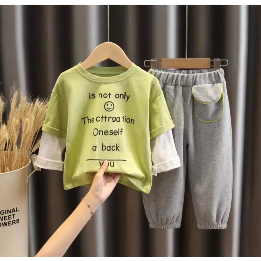 PROMO SETELAN BAJU BAYI ANAK MOTIF REGLAN IS NOT ONLY SMILE SIZE 1-5 TAHUN BAHAN KATUN LEMBUT NYAMAN DIPAKAI TERMURAH/ SETELAN BAJU BAYI ANAK LAKI LAKI/ SETELAN BAJU BAYI ANAK PEREMPUAN/ SETELAN BAJU BAYI ANAK COWO/ SETELAN BAJU BAYI ANAK CEWE