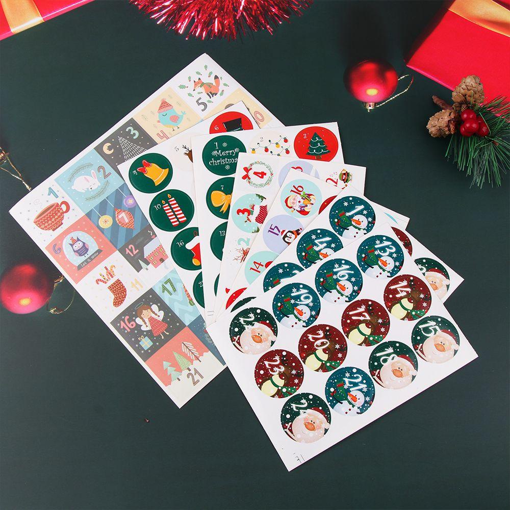 Nanas 120 Pcs Kertas Hadiah Stiker Cookie Candy Tag Paket Label Merry Christmas Self Adhesive Advent Nomor Kalender