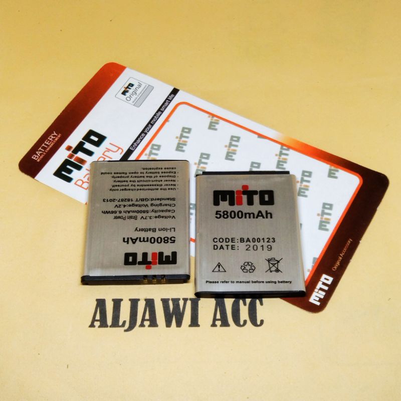 Baterai batre battery Mito A900 / A82+ A82 Plus Konektor Jepit BA00123 Original Battery Hp