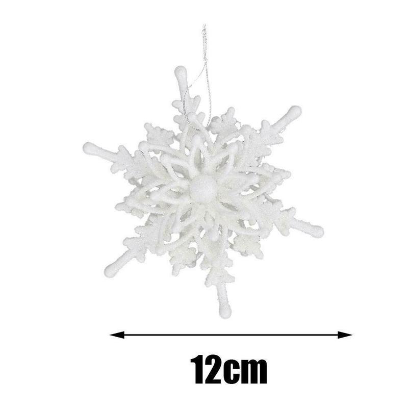 [Christmas Products] 12CM White Hollow Plastic Snowflake Christmas Tree Decoration Hanging Pendant