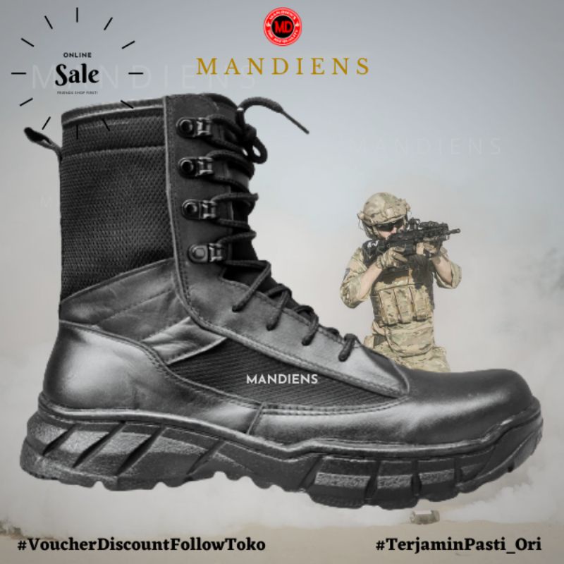 MANDIENS Sepatu Safety PDL TACTICAL TNI POLRI Kulit Asli Type Weba - PDL Jatah Lapangan BRIMOB SATPAM - Boots PDL Gurun Berkualitas Branded Terbaik Original