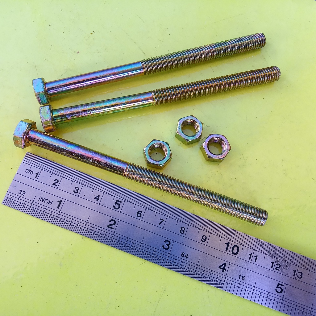 BAUT MUR KUNING M8 X 110 / BMK M8 X 110 / BAUT M8X110 KUNING / BAUT M8 / BAUT 12 KUNCI 12 / PANJANG 