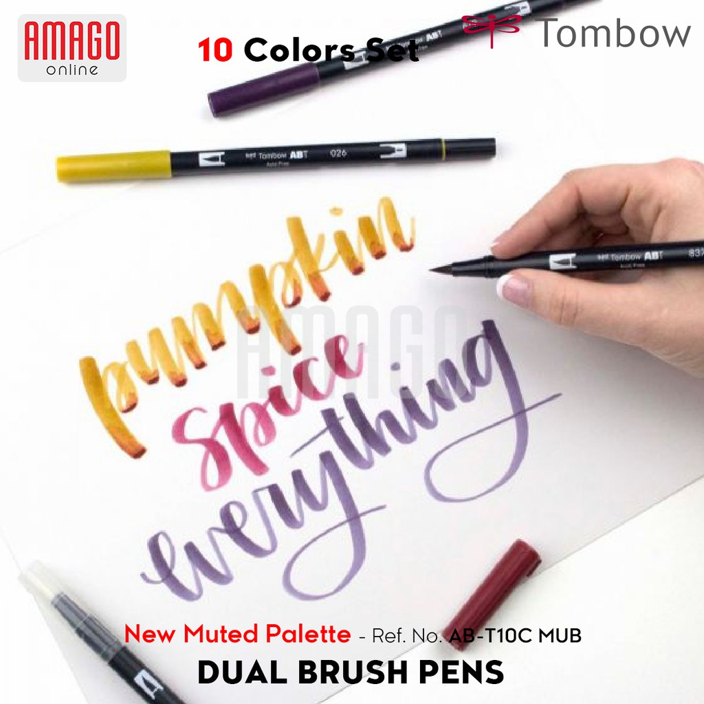 TOMBOW Dual Brush Pens - NEW MUTED Palette of 10 colors - AB-T10C MUB