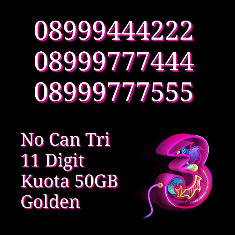 Jual NOCAN Nomor Cantik 11 Digit AAABBBCCC Kartu Perdana 3 Tri Three 4G ...