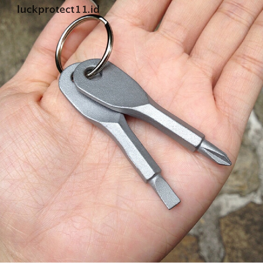 //HG&amp;ID// 2 Keys Stainless Keychain Pocket Tool Screwdriver Set EDC Outdoor Multifunction .