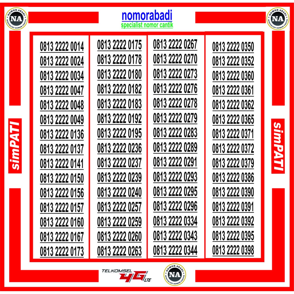 nomorcantik kartu perdana simpati 4G h150