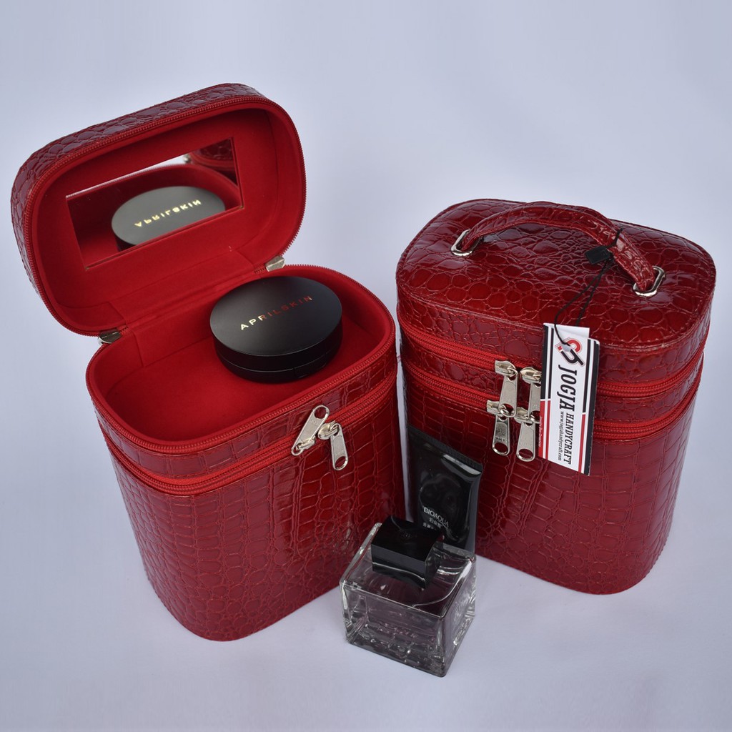 TAS KOSMETIK ELEGAN RED CROCO / BEAUTY CASE / TRAVEL POUCH / TAS MAKE UP