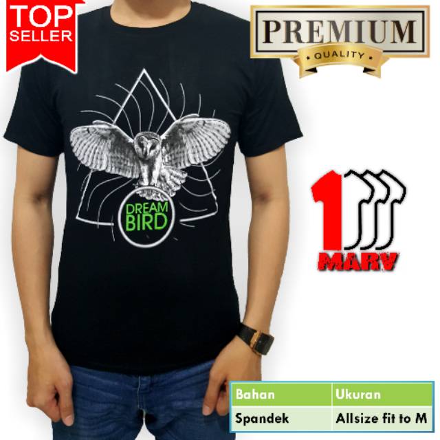 Kaos Oblong Spandek Cowok Baju Pria Murah Distro Pakaian Owl Burung Hantu Dream Bird