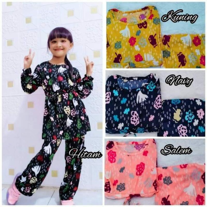 SETELAN CELANA HYGET MOTIF ANAK USIA 5-10 TAHUN / SETCEL ANAK MOTIF / BAJU SETELAN ANAK