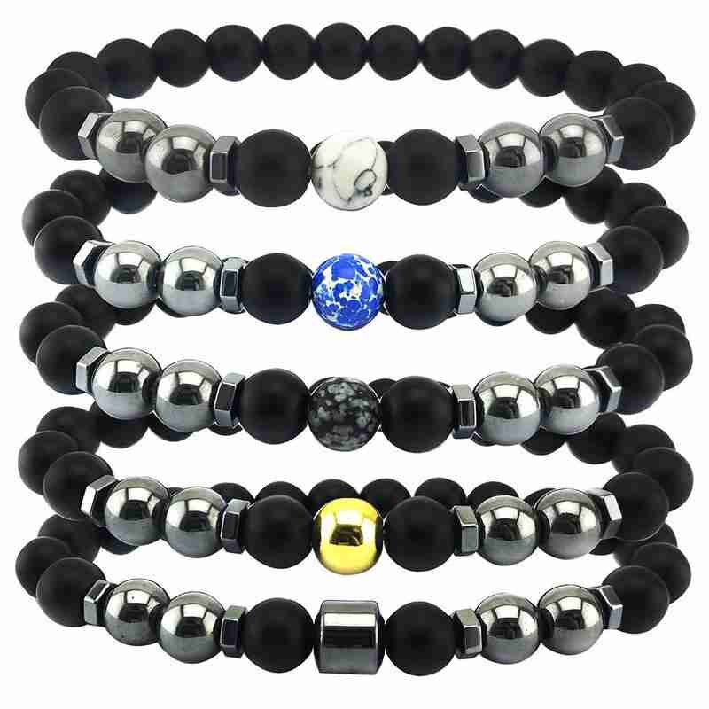 Gelang Kaki Magnet Adjustable Bahan Obsidian Warna Hitam Untuk Menurunkan Berat Badan