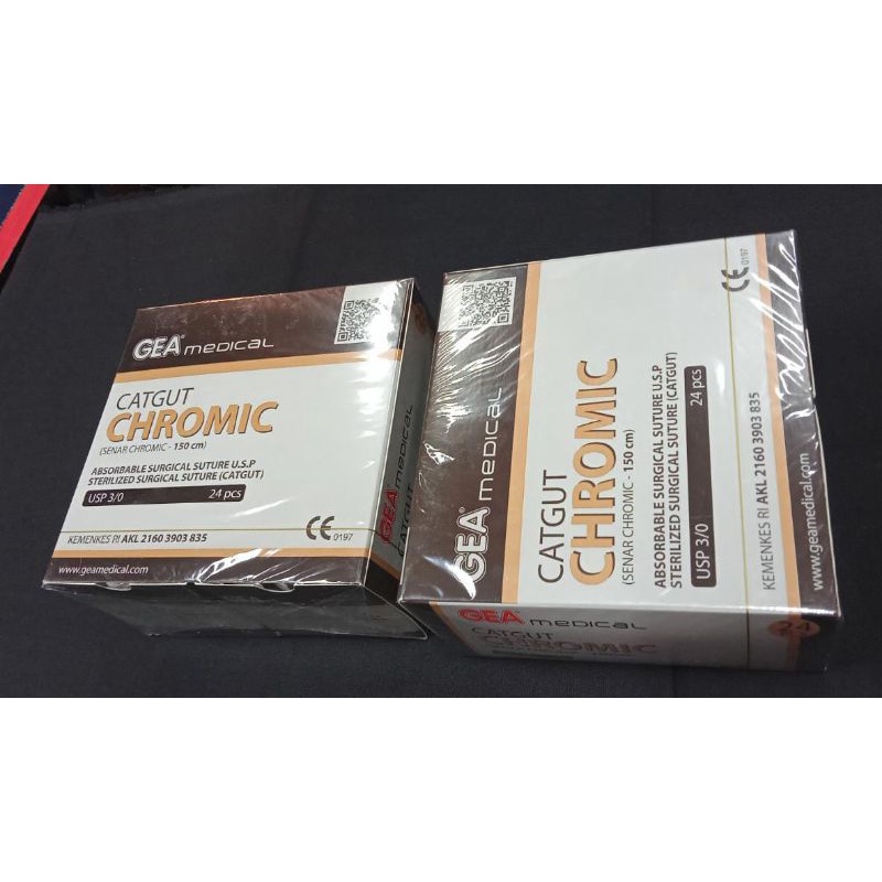 Catgut Chromic  2/0 &amp; 3/0 GEA - Eceran ( Tanpa Jarum )