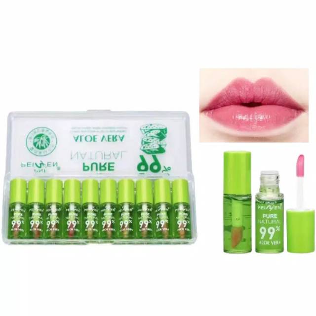 Medan Termurah/Natural 99% Aloevera Ready Green &amp; Red Lipgloss Liptint Aloevera Peiyen