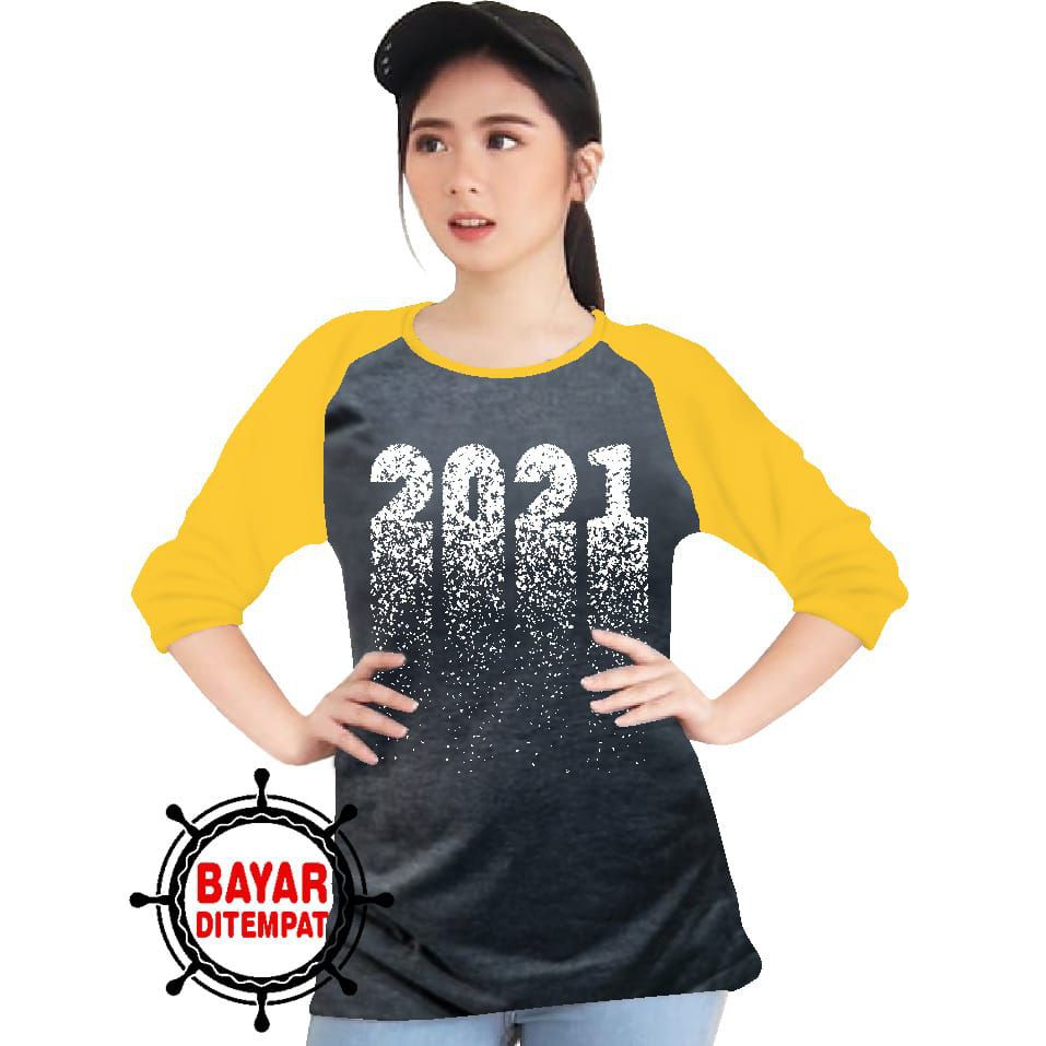 Kaos Raglan (NY2021)/Kaos Wanita Lengan 3/4/ Kaos Wanita/ Kaos Cewek/ Kaos Oblong/Misty